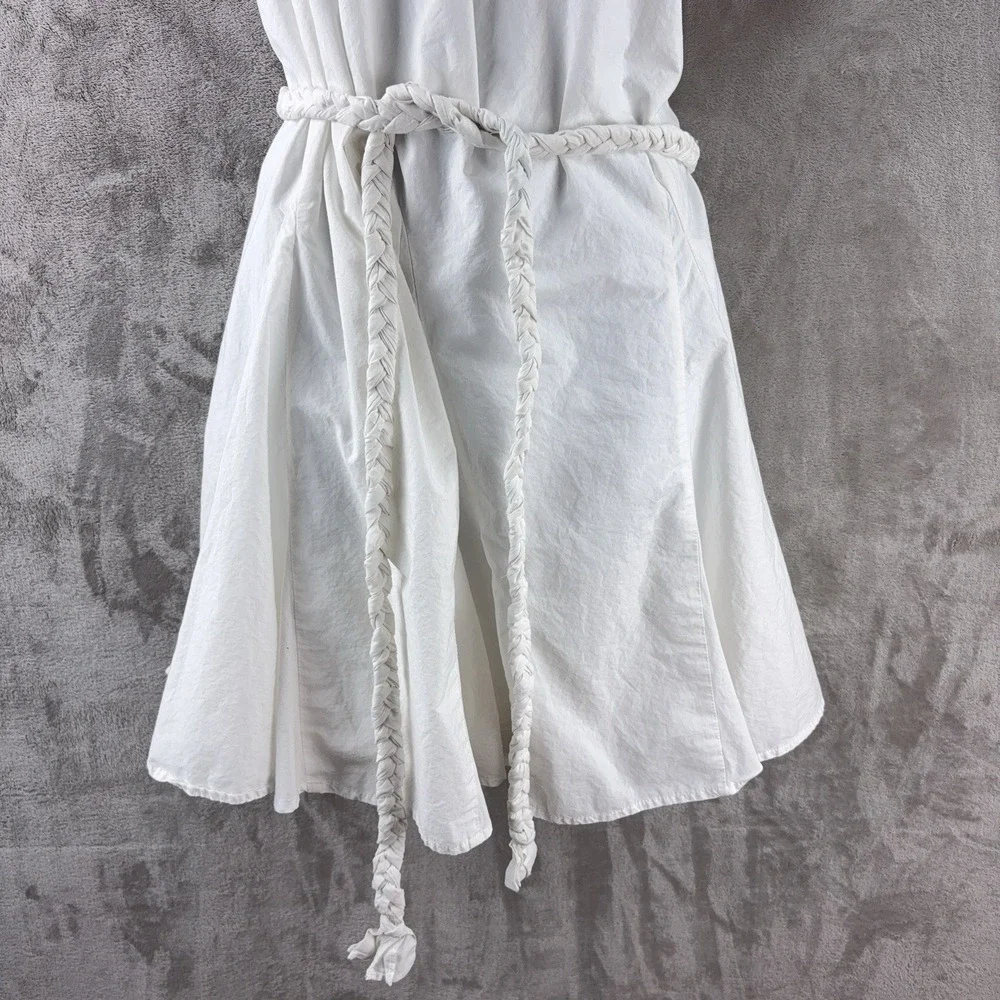 Rhode x Target Poplin One Shoulder Dress Womens‎ Medium White Ruffle Trim Belted